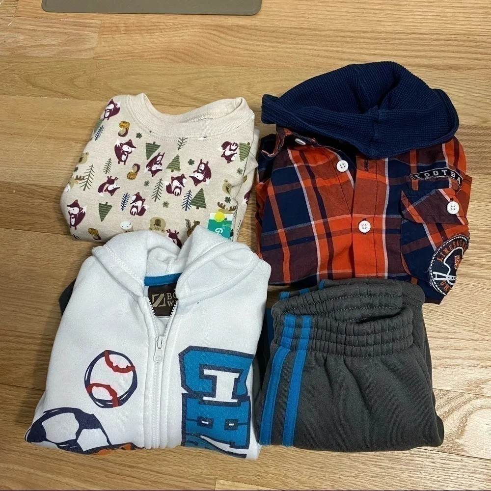 2T Fall Winter Boy Bundle Basketball Garanimals Fox Sweatshirt Thermal Button